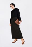 Hijab clothing BROWN BUTTONED SKIRT WITH SLIT 6283