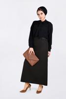 Hijab clothing BROWN BUTTONED SKIRT WITH SLIT 6283