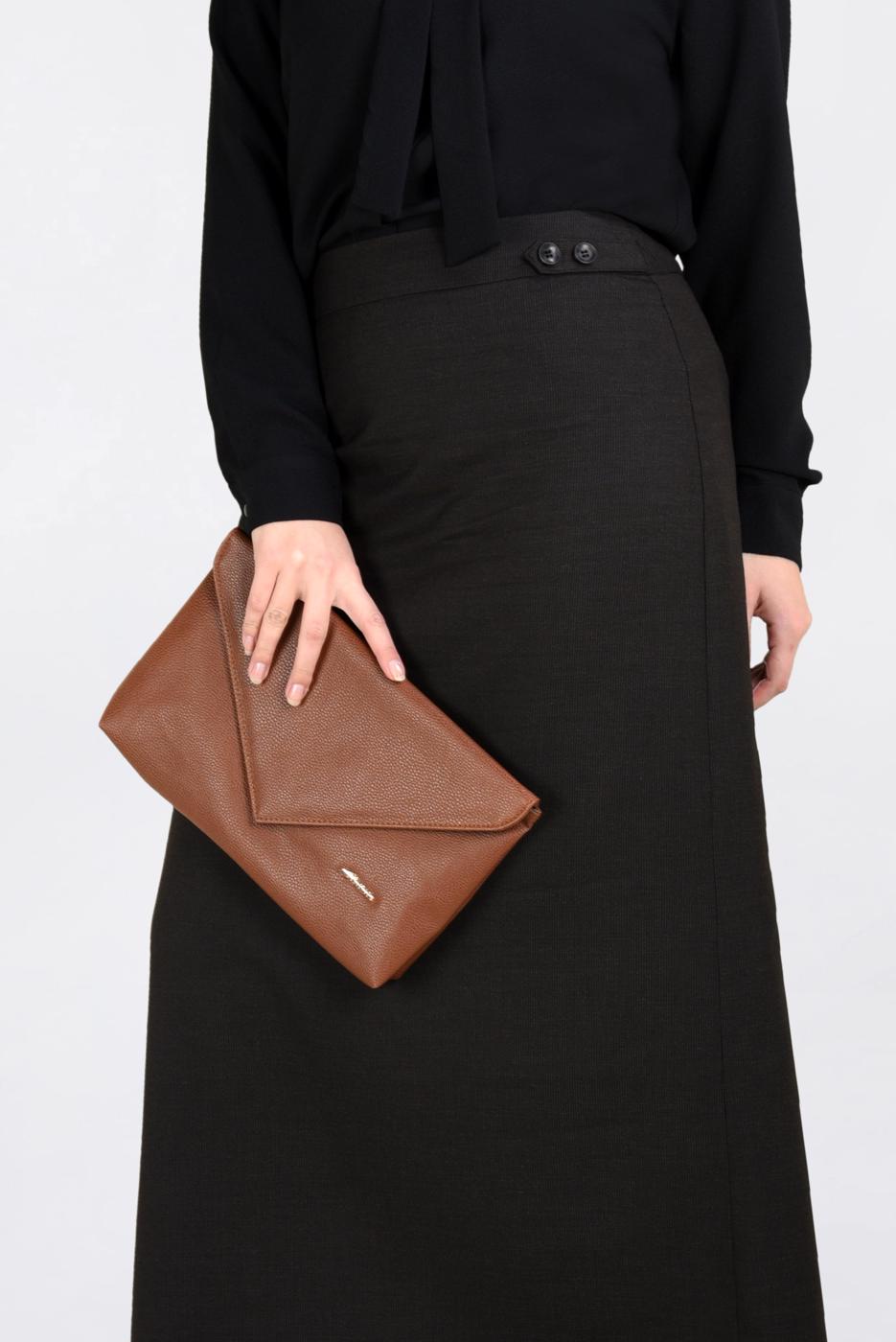 Hijab clothing BROWN BUTTONED SKIRT WITH SLIT 6283