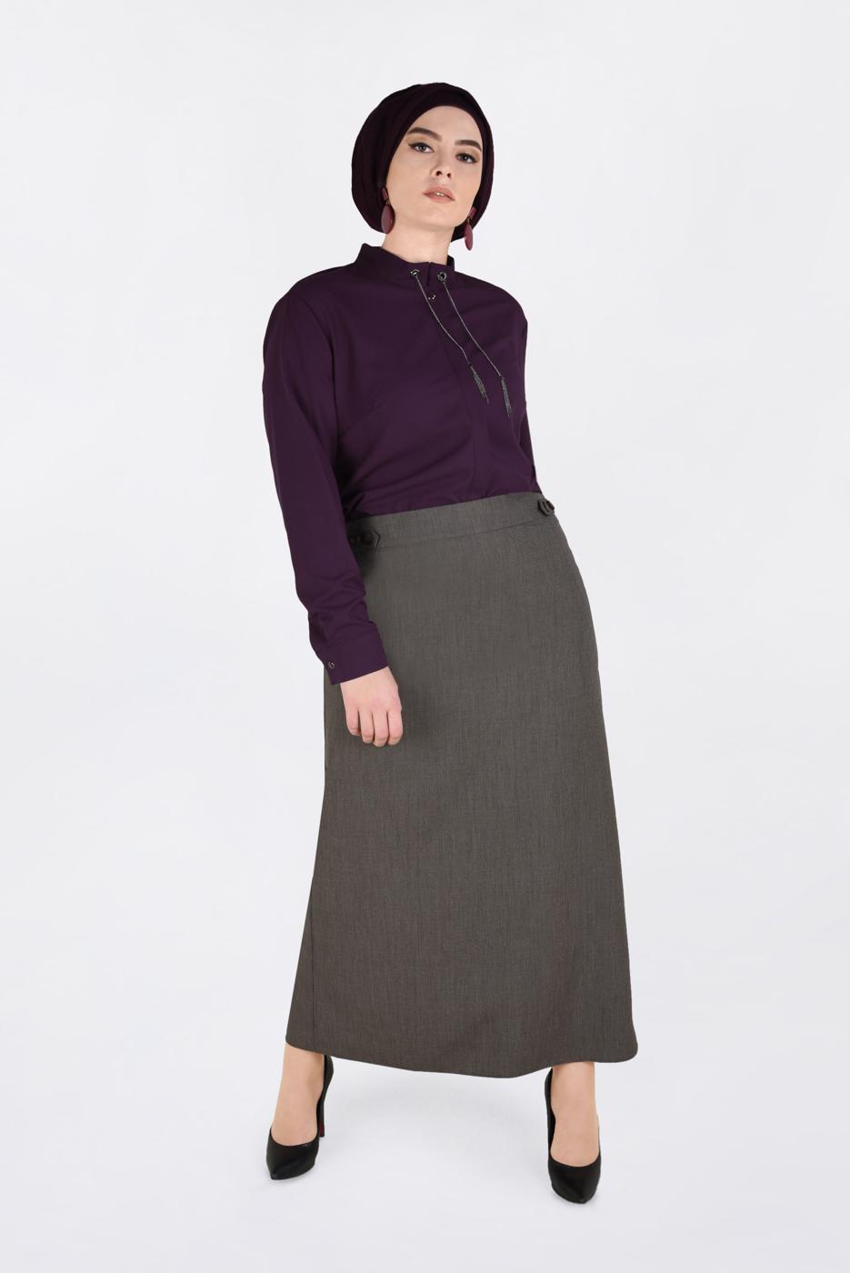 Vêtements hijab BRUN JUPE À BOUTONNÉE AVEC FENTE 6283