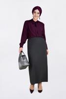 Vêtements hijab GRIS JUPE À BOUTONNÉE AVEC FENTE 6283