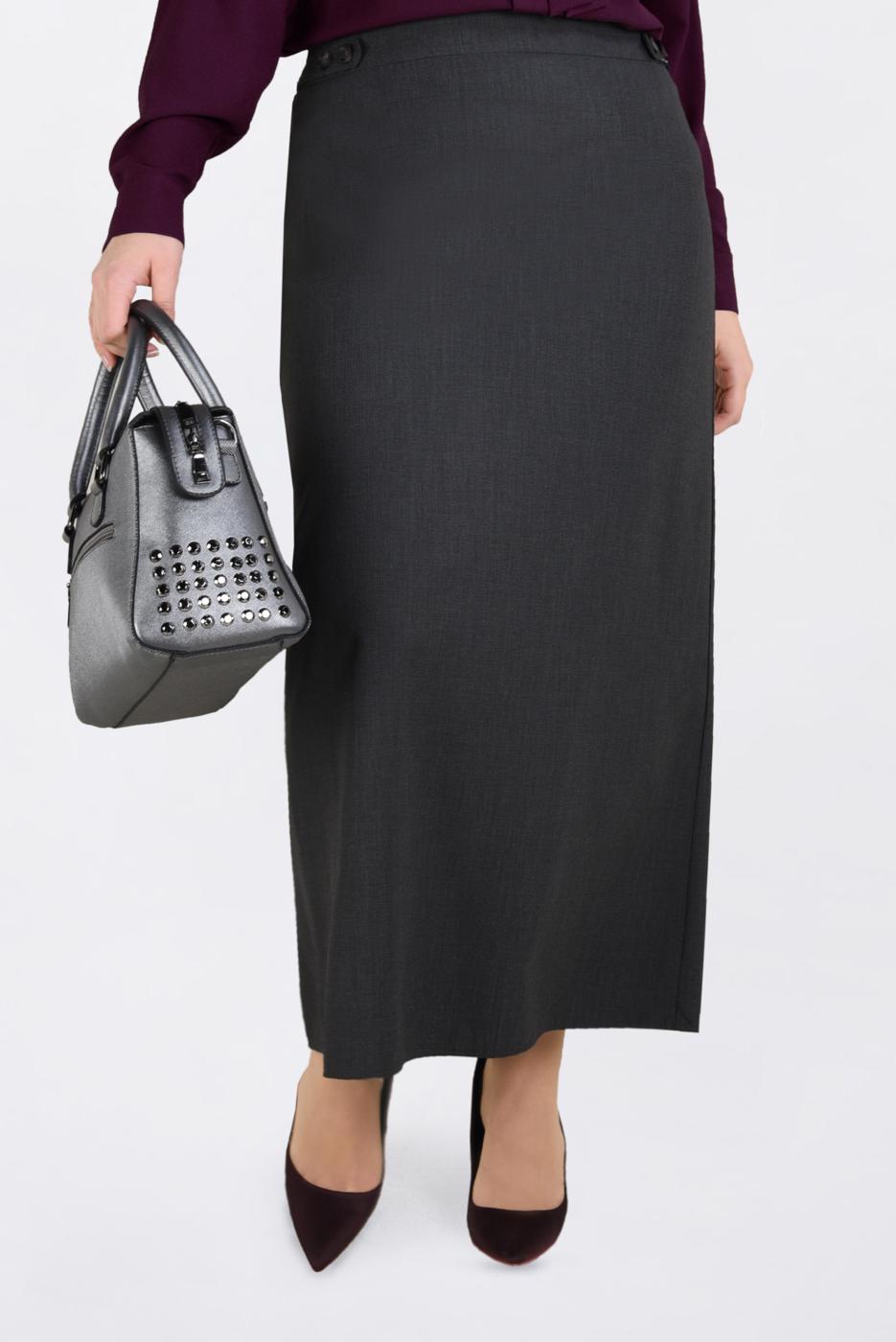 Vêtements hijab GRIS JUPE À BOUTONNÉE AVEC FENTE 6283