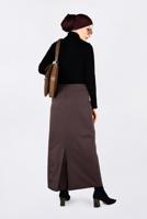 Tesettür giyim KAHVE KUŞ GÖZÜ DETAYLI GİZLİ YIRTMAÇLI ETEK 6288 