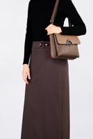 Tesettür giyim KAHVE KUŞ GÖZÜ DETAYLI GİZLİ YIRTMAÇLI ETEK 6288 