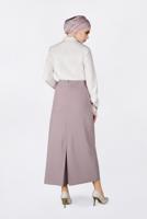 Tesettür giyim BEJ KUŞ GÖZÜ DETAYLI GİZLİ YIRTMAÇLI ETEK 6288 