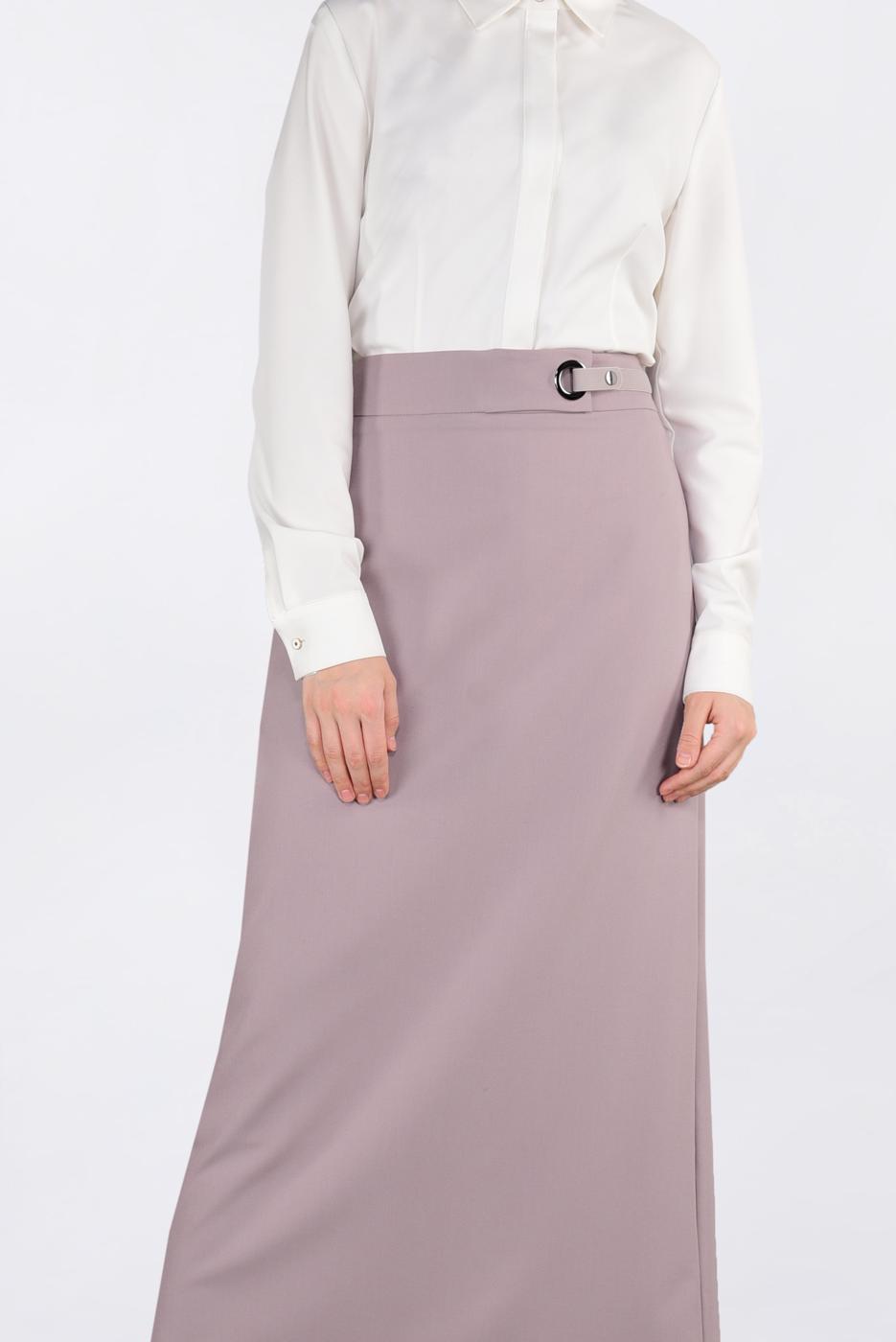 Tesettür giyim BEJ KUŞ GÖZÜ DETAYLI GİZLİ YIRTMAÇLI ETEK 6288 