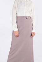 Tesettür giyim BEJ KUŞ GÖZÜ DETAYLI GİZLİ YIRTMAÇLI ETEK 6288 