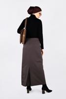 Tesettür giyim KAHVE KUŞ GÖZÜ DETAYLI GİZLİ YIRTMAÇLI ETEK 6288 