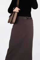 Tesettür giyim KAHVE KUŞ GÖZÜ DETAYLI GİZLİ YIRTMAÇLI ETEK 6288 