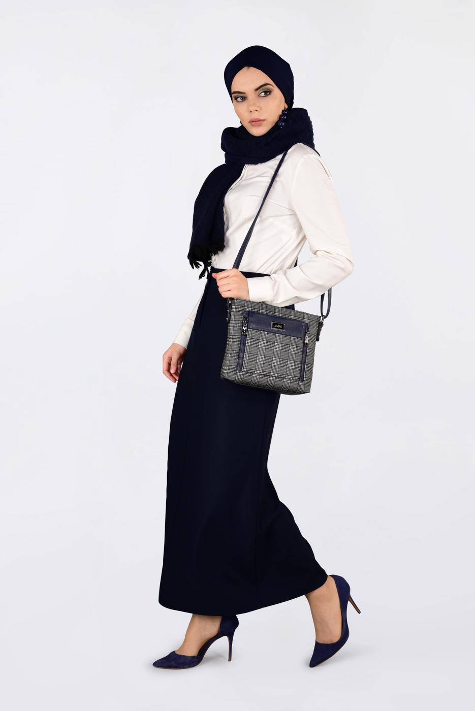 Tesettür giyim LACİVERT CEP DETAYLI KLASİK ETEK 6292