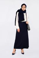 Tesettür giyim LACİVERT CEP DETAYLI KLASİK ETEK 6292