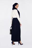 Tesettür giyim LACİVERT CEP DETAYLI KLASİK ETEK 6292