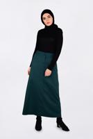 Tesettür giyim MAVİ CEP DETAYLI KLASİK ETEK 6292