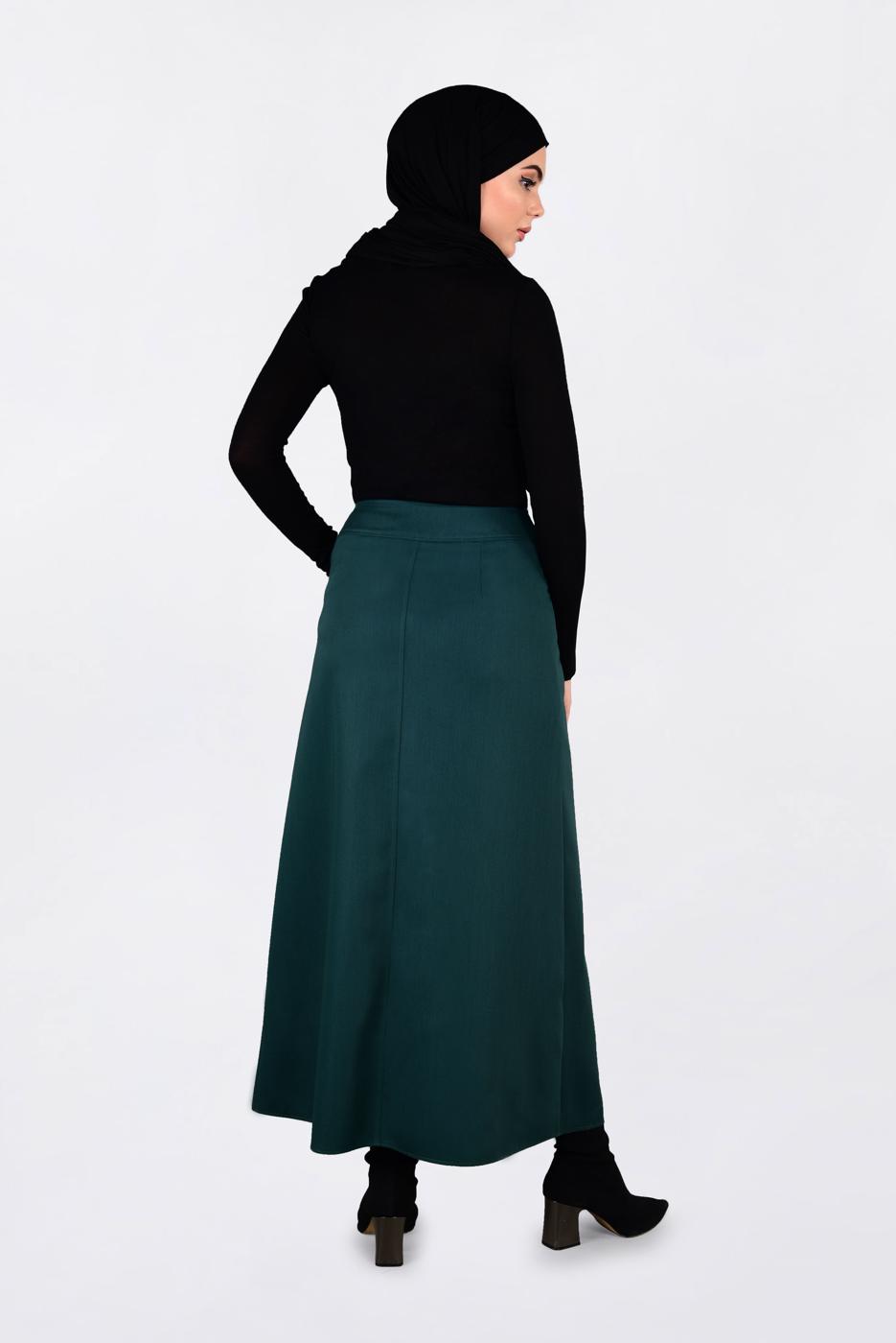 Tesettür giyim MAVİ CEP DETAYLI KLASİK ETEK 6292