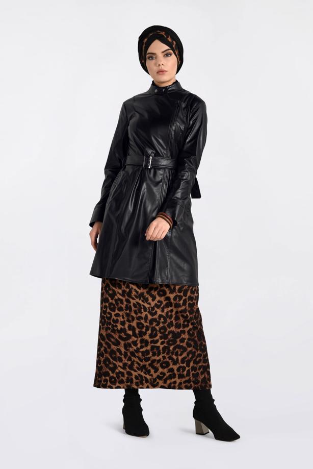 Tesettür giyim  LEOPAR DESENLİ ETEK 6294  - TRENDTESETTÜR