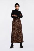 Tesettür giyim KAHVE LEOPAR DESENLİ ETEK 6294 