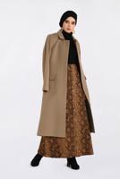 Tesettür giyim KAHVE YILAN DERİSİ DESENLİ DÜĞME DETAYLI ETEK 6295 