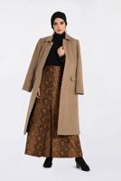 Tesettür giyim KAHVE YILAN DERİSİ DESENLİ DÜĞME DETAYLI ETEK 6295 