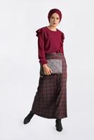 Hijab clothing BLACK BUTTON-TRIMMED PLAID SKIRT 6296 