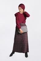 Hijab clothing BLACK BUTTON-TRIMMED PLAID SKIRT 6296 