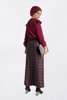 Hijab clothing BLACK BUTTON-TRIMMED PLAID SKIRT 6296 