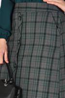 Tesettür giyim SİYAH ÖNDEN DÜĞMELİ EKOSE ETEK 6296