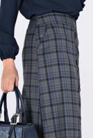 Tesettür giyim GRİ ÖNDEN DÜĞMELİ EKOSE ETEK 6296