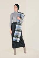 Tesettür giyim SİYAH EKOSE DESENLİ YÜKSEK BEL ETEK 6297