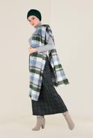 Tesettür giyim SİYAH EKOSE DESENLİ YÜKSEK BEL ETEK 6297