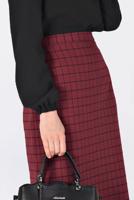 Tesettür giyim KIRMIZI KARELİ GİZLİ YIRTMAÇLI ETEK 6299 