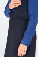 Tesettür giyim LACİVERT KARELİ GİZLİ YIRTMAÇLI ETEK 6299 