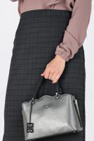 Tesettür giyim GRİ KARELİ GİZLİ YIRTMAÇLI ETEK 6299 