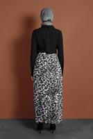 Tesettür giyim GRİ LEOPAR DESENLİ ETEK T 6316