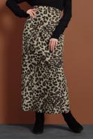 Tesettür giyim VİZON LEOPAR DESENLİ ETEK T 6316