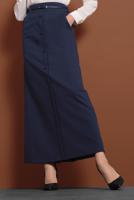 Tesettür giyim LACİVERT DÜĞME DETAYLI KLASİK KESİM ETEK T 6319