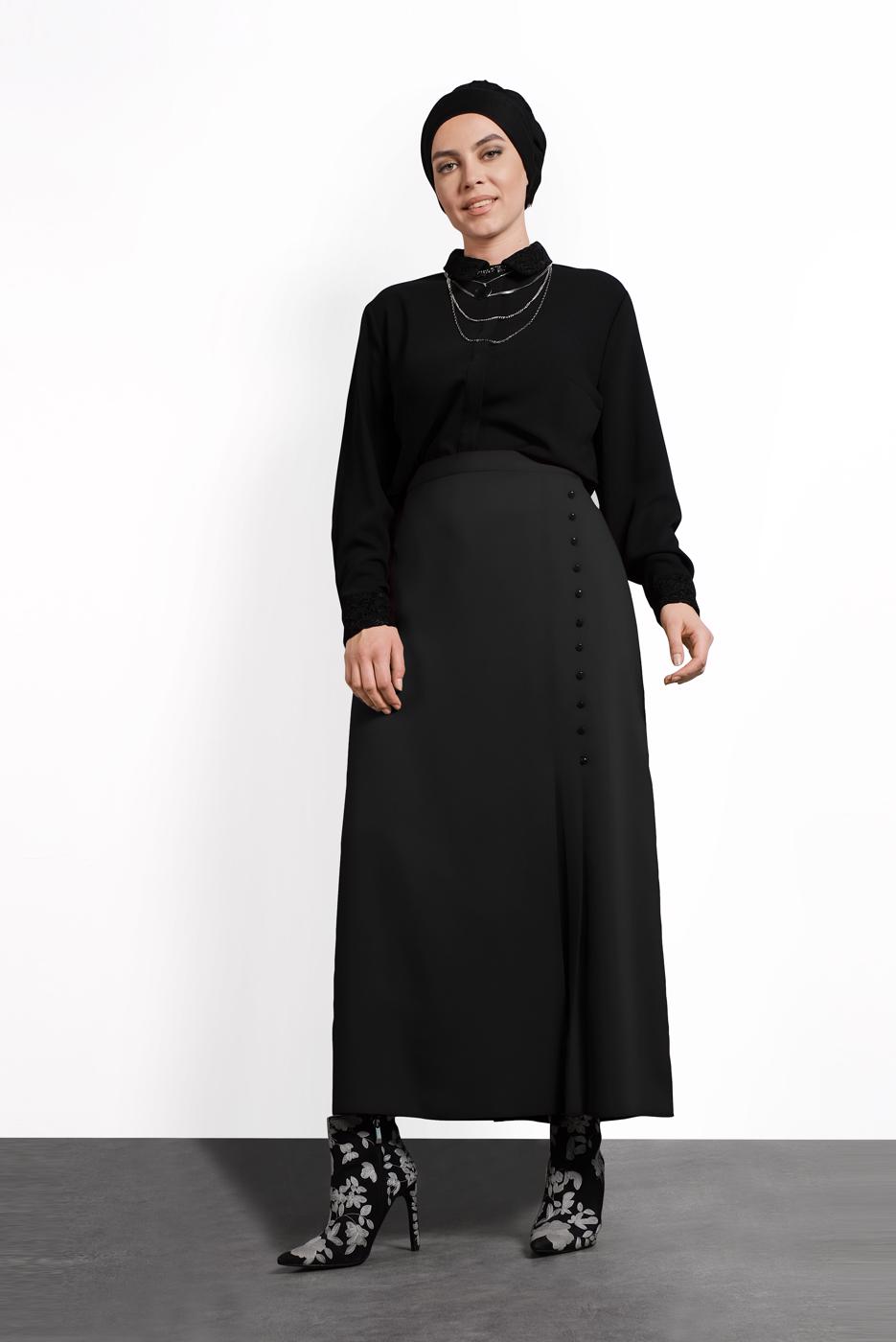 Hijab clothing BLACK BUTTONED SKIRT 6374