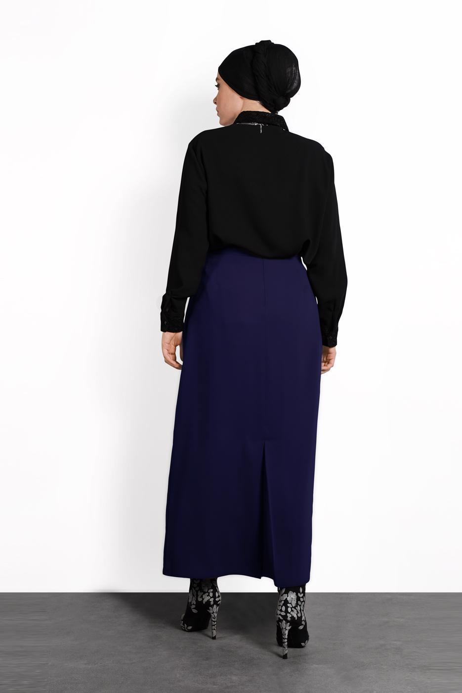 Hijab clothing NAVY BLUE BUTTONED SKIRT 6374