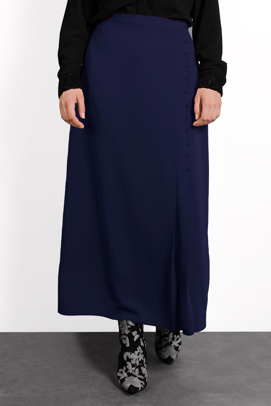 Hijab clothing NAVY BLUE BUTTONED SKIRT 6374