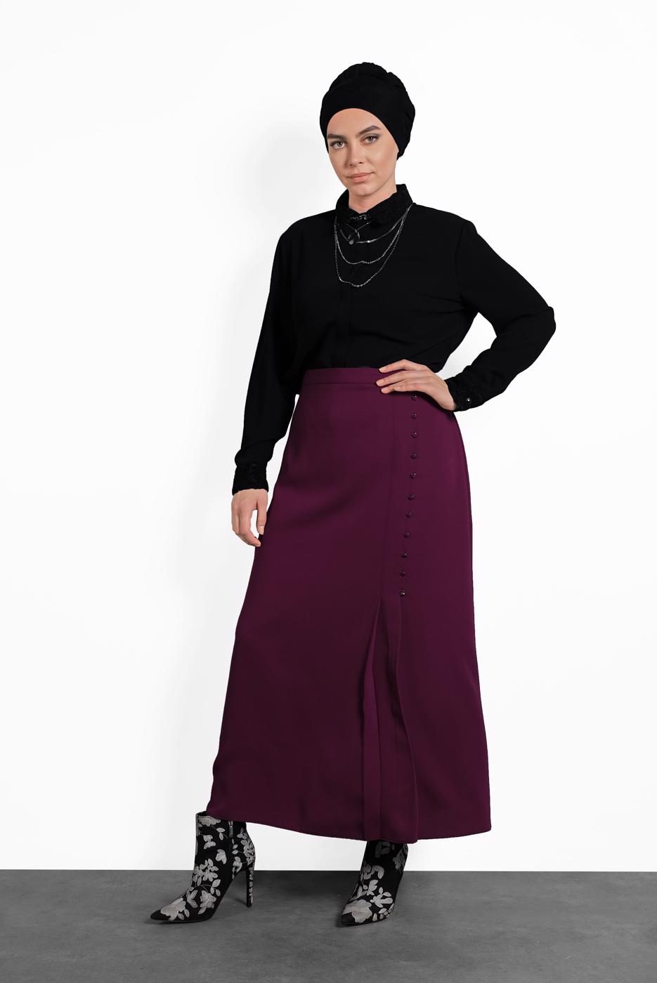 Hijab clothing PURPLE BUTTONED SKIRT 6374