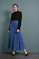 Tesettür giyim LACİVERT ALVİNA VOLANLI DÜĞMELİ ETEK 6375