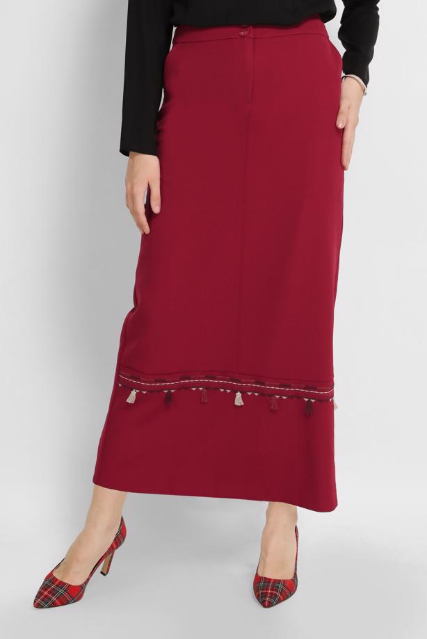 Hijab clothing RED ALVINA EMBROIDERED SKIRT 6381  - TRENDTESETTÜR