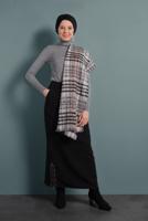 Tesettür giyim SİYAH ETEKUCU FERMUAR DETAYLI ETEK 6382