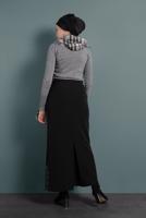 Tesettür giyim SİYAH ETEKUCU FERMUAR DETAYLI ETEK 6382