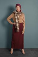 Tesettür giyim BORDO ETEKUCU FERMUAR DETAYLI ETEK 6382