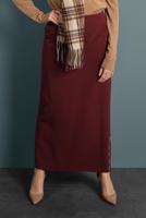 Tesettür giyim BORDO ETEKUCU FERMUAR DETAYLI ETEK 6382