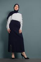 Tesettür giyim LACİVERT ETEKUCU FERMUAR DETAYLI ETEK 6382