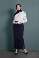 Tesettür giyim LACİVERT ETEKUCU FERMUAR DETAYLI ETEK 6382