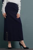 Tesettür giyim LACİVERT ETEKUCU FERMUAR DETAYLI ETEK 6382