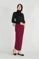 Hijab clothing CLARET RED LYCRA TUBE SKIRT 7106 