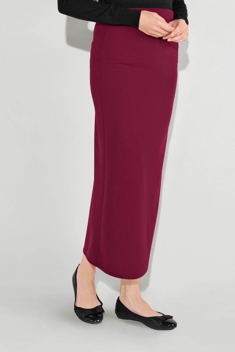 Hijab clothing CLARET RED LYCRA TUBE SKIRT 7106 